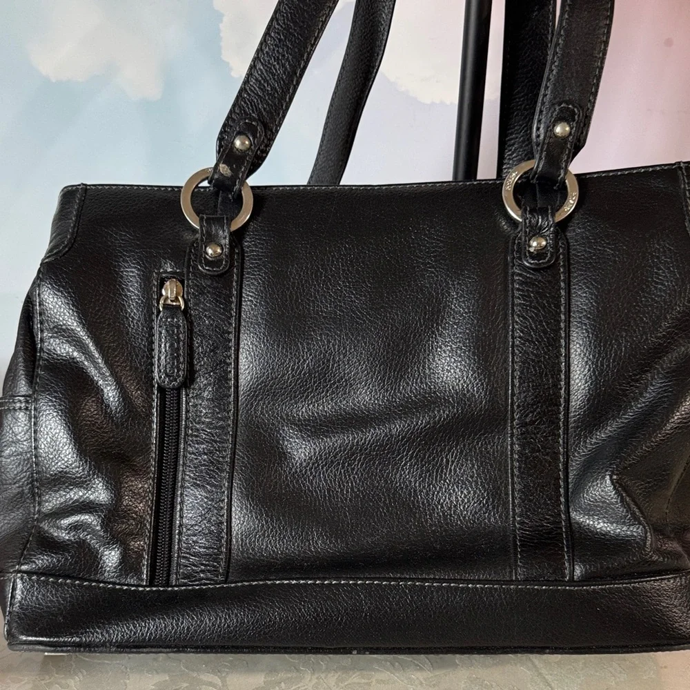 Chic Picard 3 Section Black Leather Bag